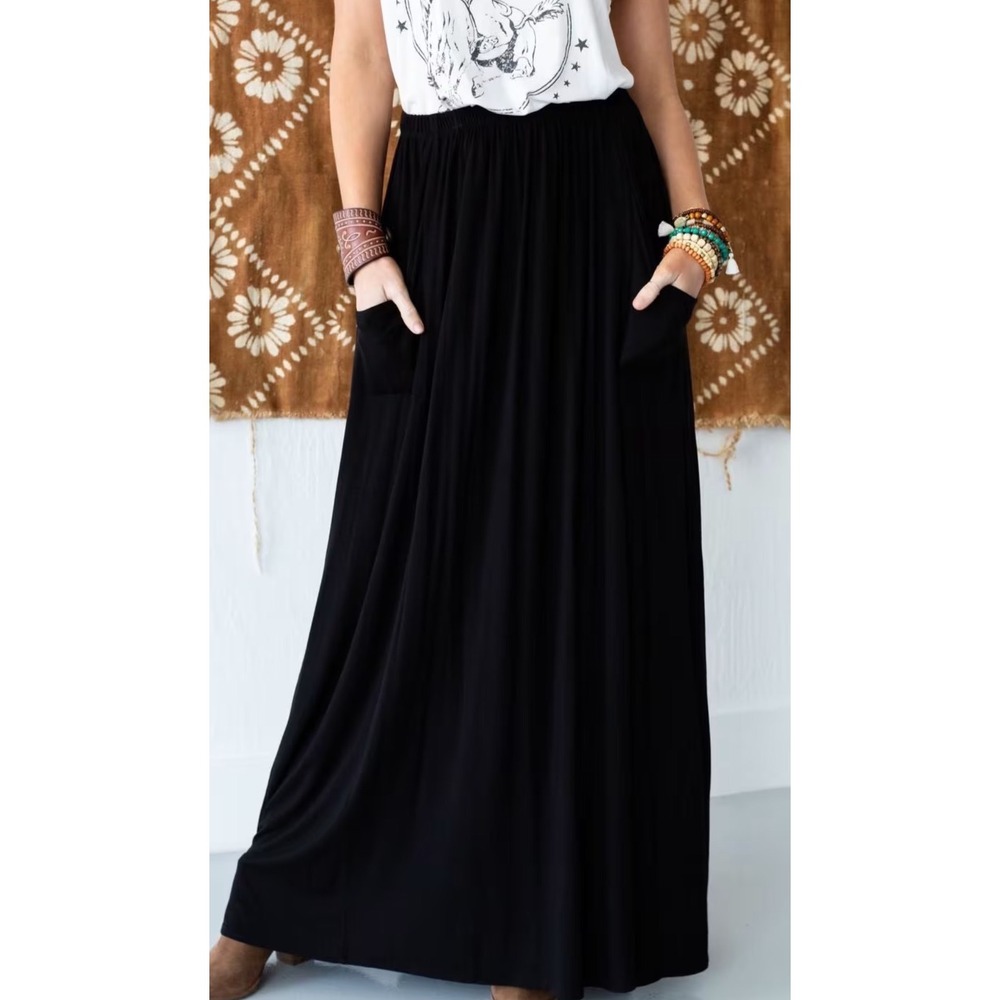 Three Bird Nest Maxi Skirt Black XL New With Tags
